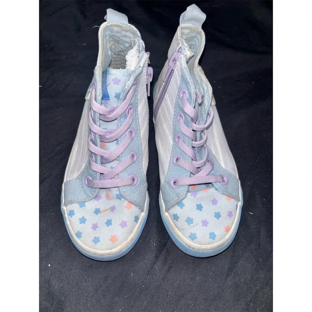 Bluey & Bingo Toddler Girls High Top Sneakers Side Zip Blue size 12 fair cond